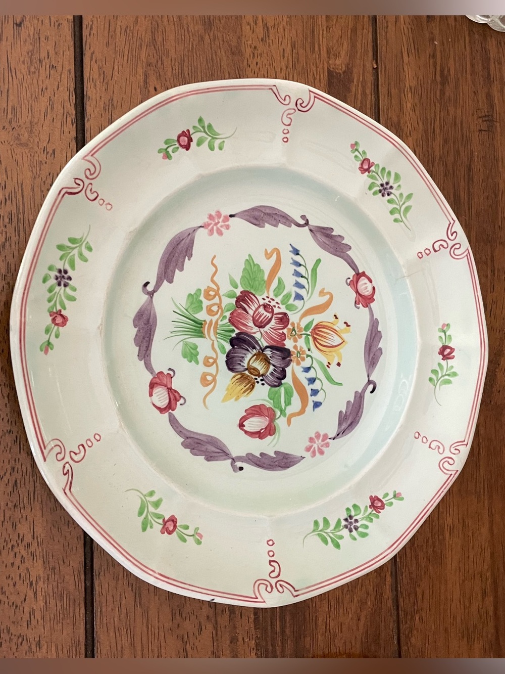 Vintage Adams Calyx Ware 2475 Hand-painted Floral Scalloped Dinner Plate England